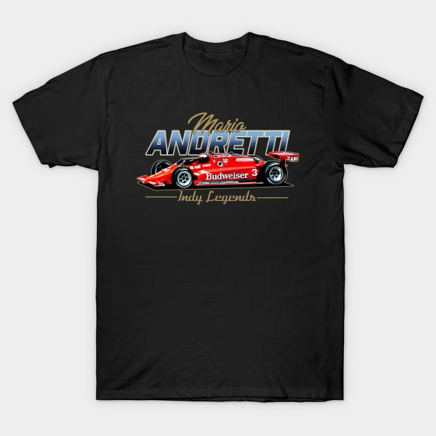 Mario Andretti Legends 80s Retro T-Shirt by stevenmsparks